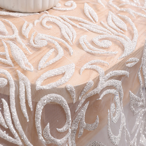 Bridal Glitter Tulle Lưới Luxury Trắng Wedding Vải <span class=keywords><strong>3D</strong></span> Glitter Foam Tulle Ren - Product Image 1