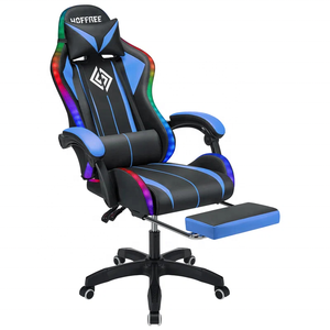Chaise de jeu inclinable ergonomique en cuir pivotante <span class=keywords><strong>PC</strong></span> Racing avec repose-pieds - Product Image 2
