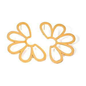 Pendientes colgantes de acero inoxidable con forma de flor, color dorado, joyería de moda para fiestas - Product Image 1