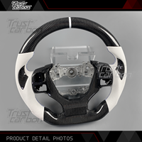Volant personnalisé en fibre de carbone avec LED pour Lexus IS Series IS250 IS350 RC 2013-2025, avec poignée en cuir perforé blanc