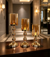 Porte-bougie Hurricane, élégant chandelier à tige haute, bougie pilier en option, taille et finition personnalisables pour table de mariage et décoration intérieure