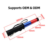 Bâton de signalisation LED d'urgence 30 cm - Lampe torche avec sifflet intégré et clip, protection IP65 pour autoroutes et routes urbaines