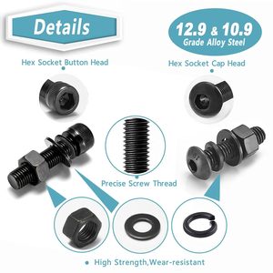 Kit de Pernos Hexagonales M4, 1400 Piezas, M4x6mm-40mm, Grado 10.9 12.9, Acero Aleado para Uso en Construcción - Product Image 3