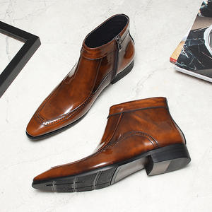 Botas de Tobillo de Cuero Genuino de Lujo para Hombre, Otoño Invierno, Estilo Ejecutivo, con Cordones, Transpirables, Suela de Goma - Product Image 1