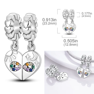 Abalorio de Plata de Ley 925 2 en 1 <span class=keywords><strong>con</strong></span> Forma de Corazón, Colgante para <span class=keywords><strong>Madre</strong></span> e Hija, Amante, Amiga, Compatible <span class=keywords><strong>con</strong></span> Pulseras Originales, Joyería DIY - Product Image 2