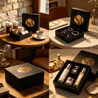 Boîte de rangement rigide haut de gamme pour télescope, finition lin noir, logo doré, pour gadgets électroniques et accessoires high-tech, USA