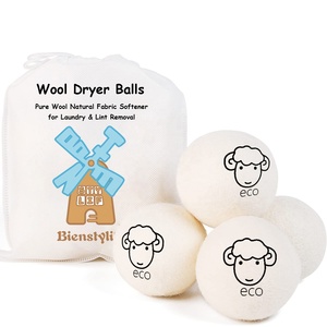 Boules de séchage en laine biologique de Nouvelle-Zélande, taille XL, 6 pièces, 7 cm, écologiques, blanches, pour la lessive, adoucissant naturel pour tissus - Product Image 1