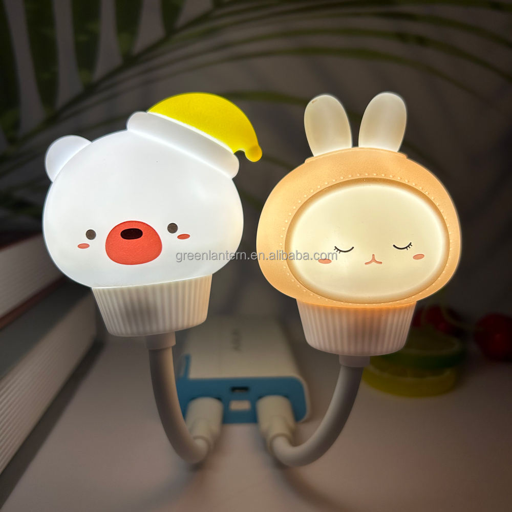 USBプラグインかわいい漫画クマウサギ猫ナイトライトUSBプラグインLED