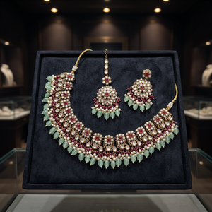 Indian Traditional Antique Gold Plated Kundan Choker Necklace <b>Set</b> Pastel MIX Gemstone Bead Bridal Jewelry <b>Set</b> with Earring - Product Image 3