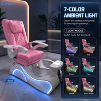 Ensemble de fauteuil de pédicure et table de manucure pour salon de manucure professionnel, avec spa pour les pieds à remous sans tuyauterie et fonction de massage électrique inclinable
