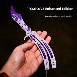 <span class=keywords><strong>Couteau</strong></span> Balisong CSGO CS2 en acier inoxydable non affûté, <span class=keywords><strong>couteau</strong></span> pliant d'entraînement, <span class=keywords><strong>couteau</strong></span> d'entraînement en acier 3cr13, <span class=keywords><strong>couteau</strong></span> papillon - Product Image 2