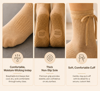 Chaussettes de sport en coton pour femmes avec logo personnalisé, chaussettes de yoga Pilates, chaussettes antidérapantes respirantes avec grip en silicone