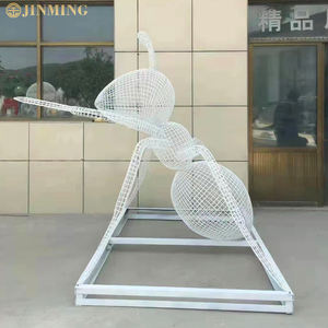 Escultura de hormiga de acero inoxidable, escultura de hormiga perforada, escultura de animal de césped comunitario, escultura de hormiga tejida - Product Image 5