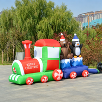 Décoration de Noël gonflable de 5 m en forme de train, rennes et pingouins, en tissu Oxford, pour extérieur, jardin, événements et fêtes