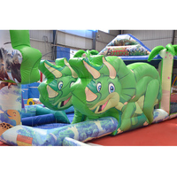 Parc de dinosaures gonflable en PVC de haute qualité avec toboggan aquatique et piscine pour enfants, château gonflable commercial, structure de saut gonflable