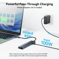 Adaptateur Hub USB Type C 4K pour transfert de données USB 3.2 Gen2 10 Gbps, charge PD 100 W, station d'accueil pour ordinateur portable en stock