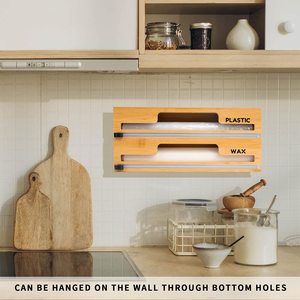 Bamboo Wax Paper <b>Dispenser</b> Natural 2 in 1 Aluminum <b>Foil</b> <b>Dispenser</b> Eco Plastic Wrap <b>Dispenser</b> with Cutter - Product Image 3