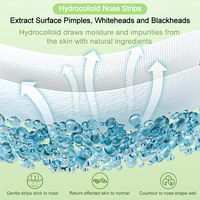 Patch nasal hydrocolloïde végétalien biodégradable dissolvant de tête noire nettoyant hydrocolloïde pores de points noirs patch de dissolvant de bandelettes nasales