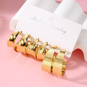 Juego de 3 Piezas de Aros Grandes Modernos con Diseño Geométrico para Mujer - Product Image 2