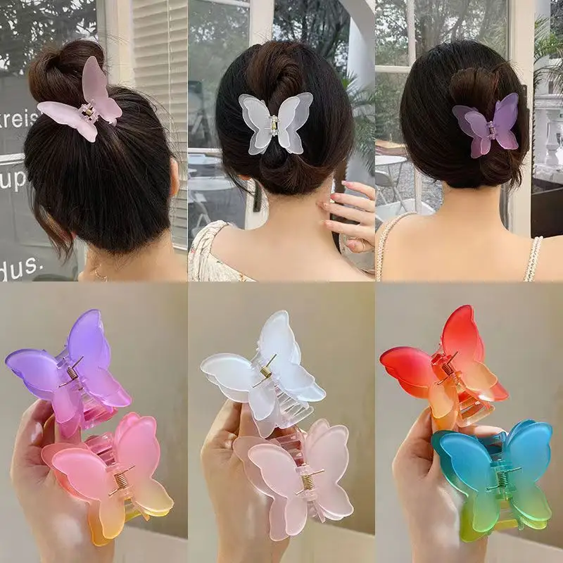 Double Color Butterfly Clip Super Fairy Simple Hair Claw Clip New Style Hairpin Girly Sweet Temperament Hair Accessories