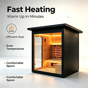Sauna a infrarossi lontani di lusso in legno di hemlock nero a bassa emissione EMF con LCD e Bluetooth, con copertura in tegole bituminose per spa domestica e esterni 1800x1500x2100mm - Product Image 4