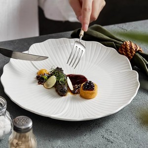 Westerse stijl steak dinerbord huishoudelijk groot plat ondiep bord fruitschaal keramiek premium gevoel wit cake Nordic magnetronbestendig - Product Image 4