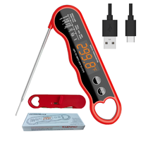 Thermomètre alimentaire numérique USB Type-C avec grand écran LED, étanche, en plastique, pour viande, four, barbecue, grillades, steak, dinde, confiserie, friture