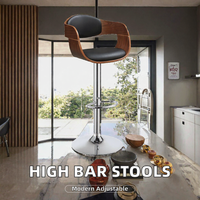 Chaise de bar moderne réglable avec siège en cuir PU, dossier incurvé, pivotante, pour bar à domicile et salle à manger