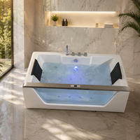 Baignoire Spa Jacuzzi 2 Personnes 12 Jets pour Usage Quotidien à Domicile, en Acrylique, avec Bulles, 1,8 m, Pompe à Eau et Buse à Air LX Intégrées