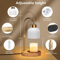 Lampe chauffe-cire aromathérapie réglable en bois massif, diffuseur d'huiles essentielles, lampe de table pour ambiance chambre