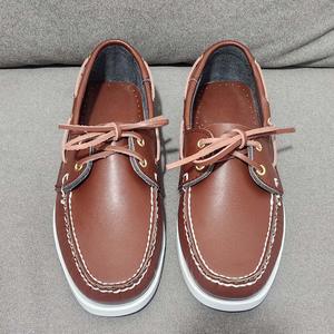 Mocassins classiques rétro en <span class=keywords><strong>cuir</strong></span> de vachette huilé rouge brun, plateforme, semelle en caoutchouc souple, chaussures de marche à lacets pour hommes, chaussures <span class=keywords><strong>bateau</strong></span> décontractées - Product Image 3