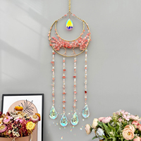Attrape-rêves en améthyste naturelle, pendentif demi-lune, gravier de cristal, style Art Déco pour la décoration de la maison