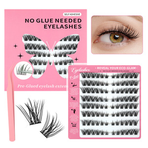 Faux cils segmentés auto-adhésifs sans colle, cils individuels naturels et denses, extensions de cils DIY - Product Image 5