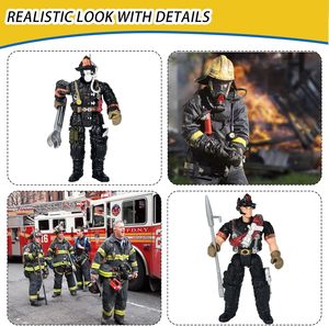 Figurines d'<span class=keywords><strong>action</strong></span> de pompiers personnalisées en plastique articulées de 8 pièces, jouets de pompiers en pouces, accessoires, cadeaux de fête pour garçons - Product Image 3