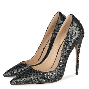 Chaussures habillées à talons aiguilles style occidental pour femmes, motif écailles de poisson, grandes tailles 47, pour jeunes filles, à bout pointu - Product Image 2