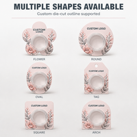 Kit d'essai de soins de la peau imprimé sur mesure, carte en papier fleuri avec mini-conteneur en plastique de 3g 5g pour crème, lotion, écran solaire