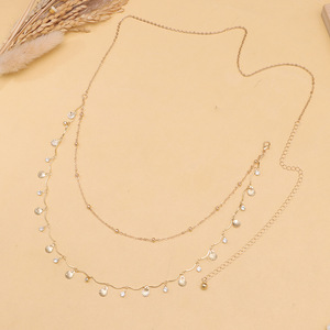 Double Layered Shell Rhinestone Waist Chain Gold <b>Beach</b> Fashion Body Chain Tassel Design Zinc Alloy Women's <b>Accessory</b> - Product Image 4