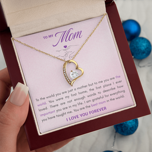Collar con Colgante de Corazón de Cobre Clásico para Mi Mamá, con Tarjeta de Texto Personalizado - Regalo del Día de la Madre para Mamá - Product Image 1