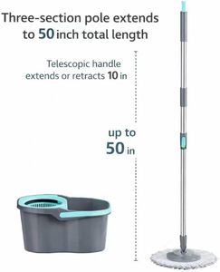 Stainless Steel Twist Handle Removable Spin Dry Magic Mop Pedal-Operated Hands-Free <b>Cleaning</b> - Product Image 3
