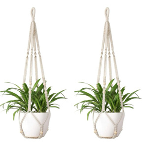 2 pièces/ensemble, panier suspendu pour plantes en coton tressé à la main, filet pour <span class=keywords><strong>pot</strong></span> <span class=keywords><strong>de</strong></span> fleurs, corde <span class=keywords><strong>de</strong></span> coton, style bohème, macramé - Product Image 2
