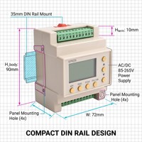 Medidor de Energía Trifásico de 4 Circuitos para Riel DIN Ydkz KGW2050, RS485 Modbus-RTU Clase 0.5, Pantalla LCD, 5A, 0-999999.9kWh