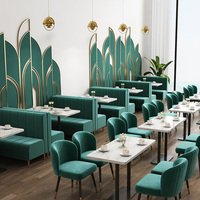 Canapé et table/chaises modernes en marbre pour restaurant, mobilier écologique de haute qualité, thème café double