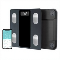 Báscula Digital Inteligente para Baño con Sensor, Material de Vidrio, Capacidad de 180 kg, Medición de Grasa Corporal, para Uso Doméstico