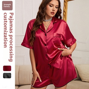 Collezione estiva di moda Casual due pezzi <span class=keywords><strong>pigiama</strong></span> di raso per le donne <span class=keywords><strong>taglie</strong></span> <span class=keywords><strong>forti</strong></span> Sexy donna Loungewear-all'ingrosso - Product Image 3