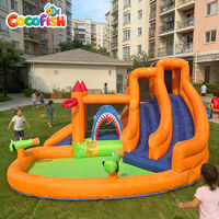 Castillo Inflable Personalizado Cocofish con Tobogán Acuático/Seco, Brincolín Inflable para Niños, Juegos al Aire Libre, con Opciones de Tamaño, Color y Logotipo