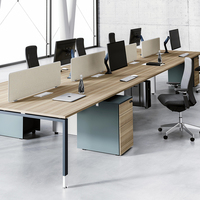Bureau modulaire ouvert moderne poste de travail 2-6 personnes bureau d'ordinateur en bois avec cloison meubles panneau durable style bois