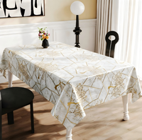 Nappe en PU effet craquelé Kintsugi or blanc, motif végétal, taille personnalisée, écologique, imperméable, anti-taches, de luxe pour banquets
