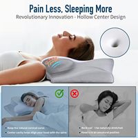 Oreiller cervical en mousse à mémoire de forme de conception de papillon ergonomique personnalisé à chaud pour le soulagement de la pression du cou et des épaules