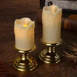 Bougie de simulation à LED Lampe électronique Base dorée Larmes Swing Candle Wedding Valentine's Day Decoration