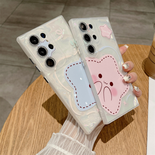 For S25Ultra/S24Ultra/S22Plus Cartoon Shell Pattern Silicone Phone Case with Lens Film Shockproof Adhesive Design